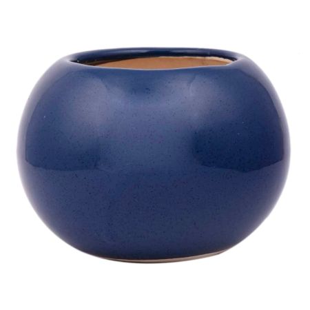 Dark Blue Round Shape Ceramic Pot
