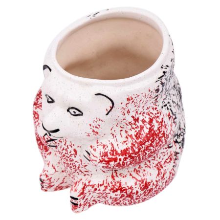 White And Red And Black Pattern Panda Ceramic Pot