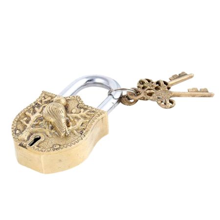 Lovely Bird Figurine Design Brass Padlock With 2 Keys