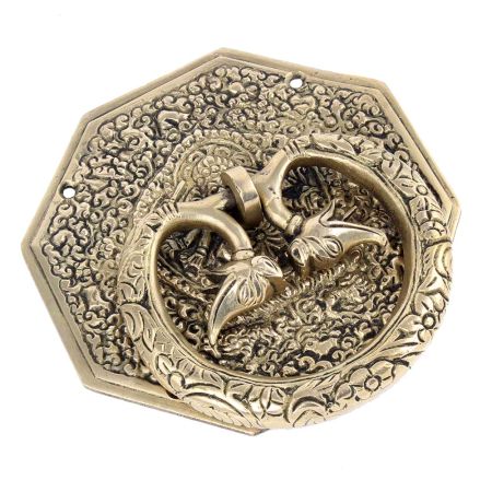 Brass Ornate Plate Elephant Motif Ring Door Knocker