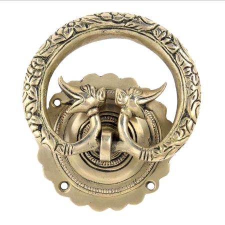 Hand Casted Exclusive Brass Elephant Motif Ring Door Knocker