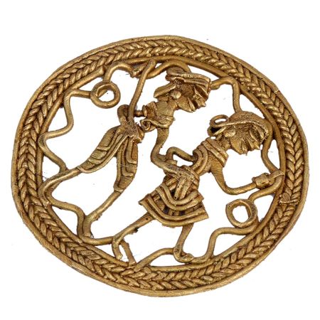 Fascinating Brass Decor Piece Depicting Farmer Couple