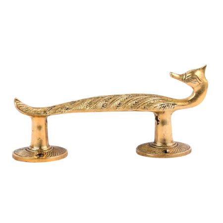 Brass Engraved Design Peacock Door Handle