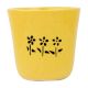 Yellow Ceramic Pot With Hand painted Black Flowers