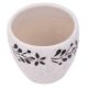 Fresh White Ceramic Pot Hand painted Black Floral Border on Top