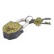 Brass Padlock Engraved Yellow Hindu Sun God Lock With 2 Keys