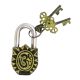 Brass Padlock Engraved Yellow Hindu Sun God Lock With 2 Keys