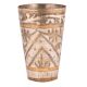 Brass Lassi Glass Leaf In Arch With Golden Bands