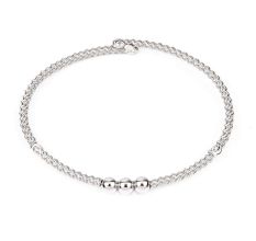 Fashionable 92.7 Sterling Silver Rope Chain Bracelet With Small Beads