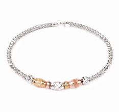 Elegant 92.7 Sterling Silver Bracelet Rope Bangle Design With Golden Spherical Beads