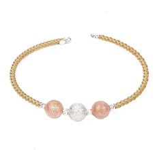 Dual Tone Round Beads Stylish Latest Designer 92.7 Sterling Silver Gold Plated Rope Bracelet