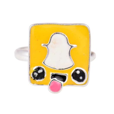 Yellow Snap chat Logo Adjustable Silver Toe Ring For Kids