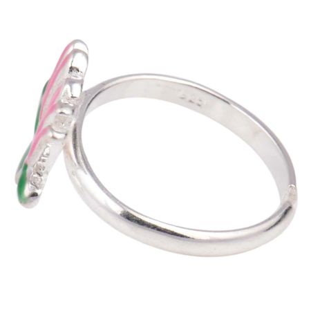 Pink Lotus Flower Adjustable Silver Children Toe Ring