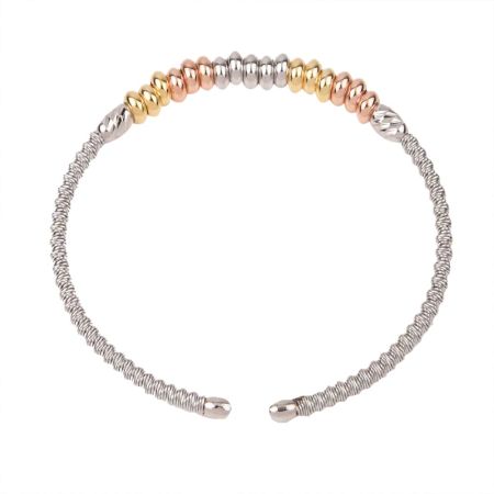 Modern 92.5 Sterling Silver kadaa or Bracelet with Gold Plated Spherical Beads