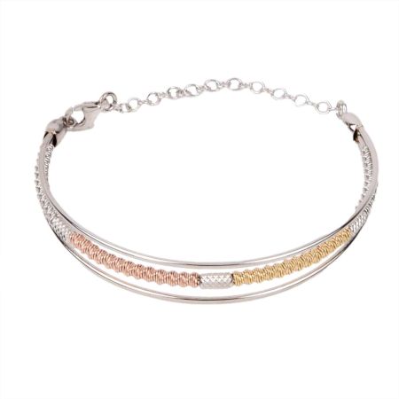 92.5 Sterling Silver And Gold Plated  Braid Adjustable Bracelet