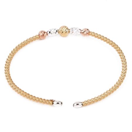 92.5 Sterling Silver Kada Bracelet with Gold Finish and Designer Beads