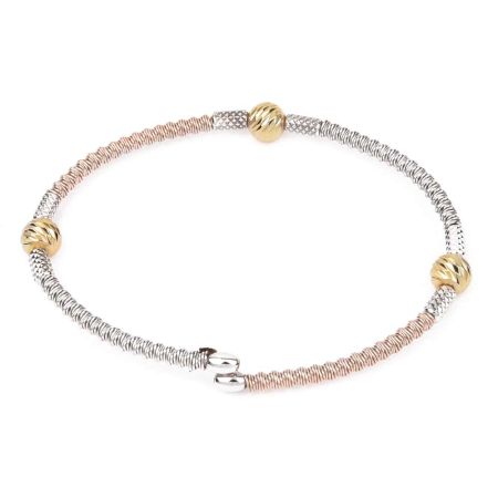 Trendy Dual Tone 92.5 Sterling Silver Gold Plated Kada Beads Bracelet