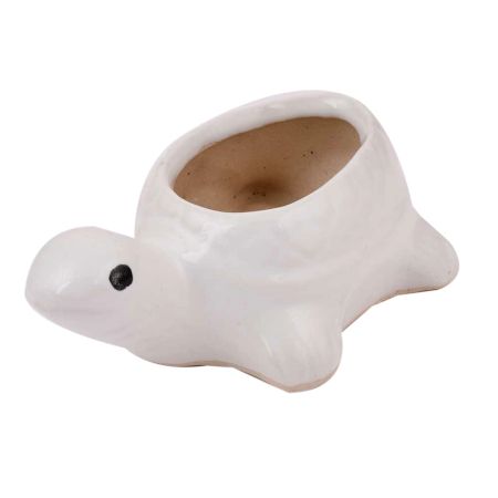 Handmade White Ceramic Tortoise Shape Planter