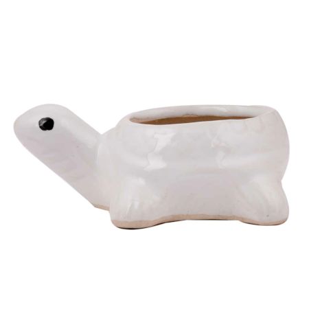 Handmade White Ceramic Tortoise Shape Planter