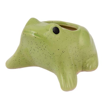 Handmade Green Glazed Ceramic Frog Shape Indoor PotÂ And Planter