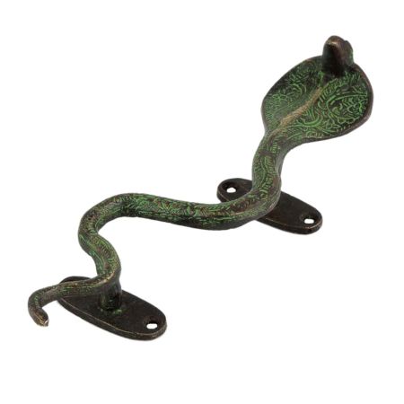 Handmade Black And Green Â Brass Door Handle Cobra Design