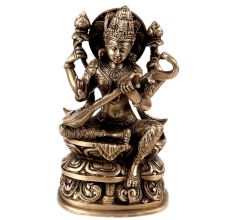 Handmade Black Brass Saraswati Mata Statue