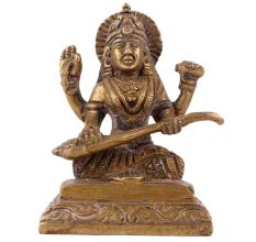 Handmade Antique Brass Saraswati Idol Statue