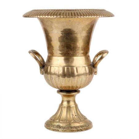 Handmade Golden Brass Urn Planter With Carved Design