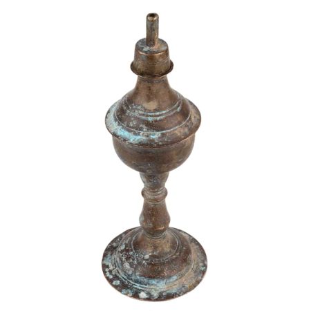 Handmade Patina Rich Brass Oil Lamp With A Single Wick