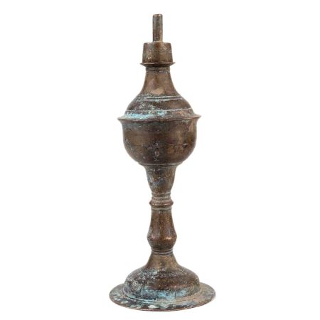 Handmade Patina Rich Brass Oil Lamp With A Single Wick