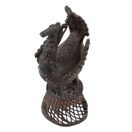 Handmade Black Brass Bird Showpiece In Dhokra Art