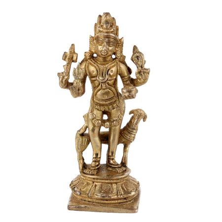 Handmade Yellow Brass Lord Bhairava Statue or Idol