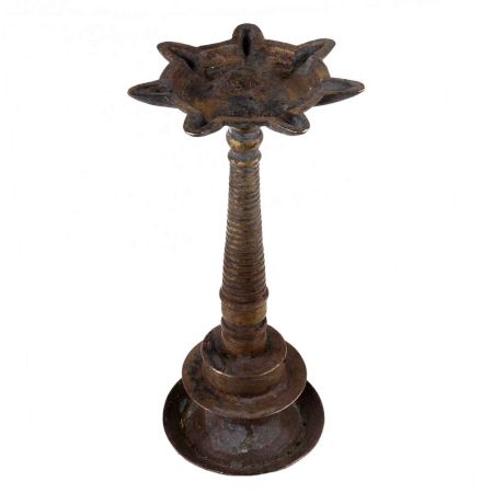 Handmade Antique Brass Oil Lamp For Hindu Temple