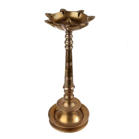 Handmade Rustic Brass Nilavilakku Oil Lamp For Diwali And Pooja