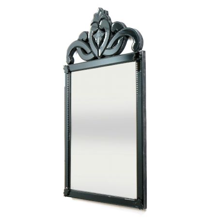 Handmade Silver Glass Venetian Mirror Rectangle Shape And Black Frame