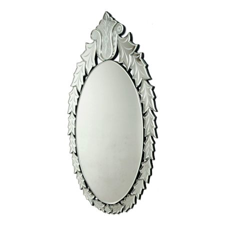 Handmade Silver Venetian Oval Venetian Mirror With Decorative Frame