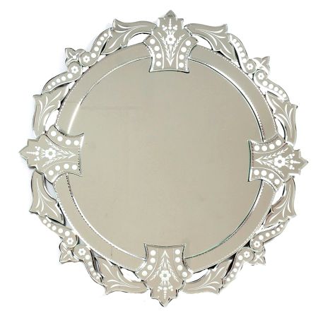 Handmade Silver Round Decorative Venetian Wall Mirror