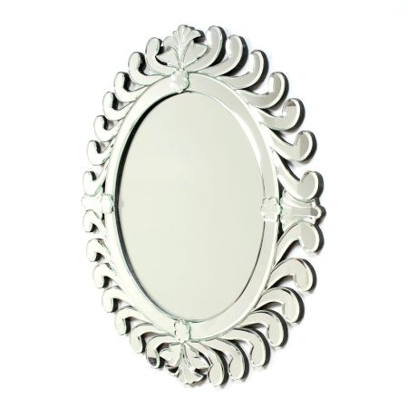 Handmade Silver Glass Venetian Round Sunburst Wall Mirror