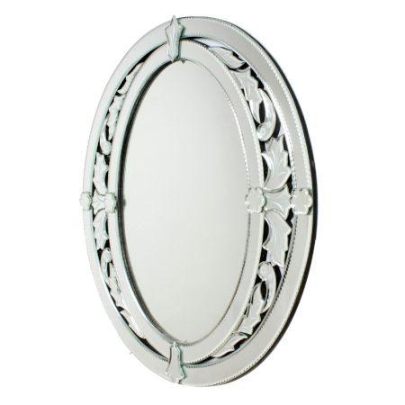Handmade Silver Glass Oval Venetian Mirror