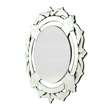 Handmade Silver Glass Venetian Round Decorative Mirror