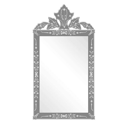 Handmade Silver Glass Venetian Etched Rectangle Mirror