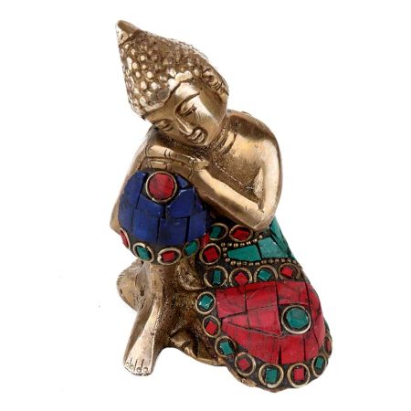 Handmade Multicolored Brass Gautam Buddha Statue