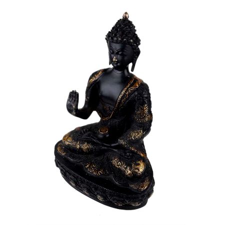 Handmade Black Brass Buddha Medicine Statue And Blessing  Pose