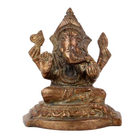 Handmade Rustic Brass Ganesha Statue Home Decor