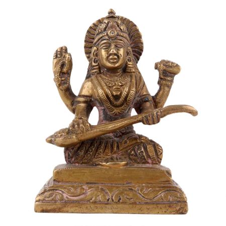 Handmade Antique Brass Saraswati Idol Statue