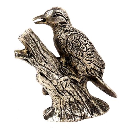 Handmade Silver Brass Bird Model Figurine Statue
