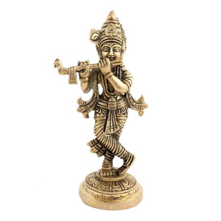 Metallic Statue Of Lord Krishna