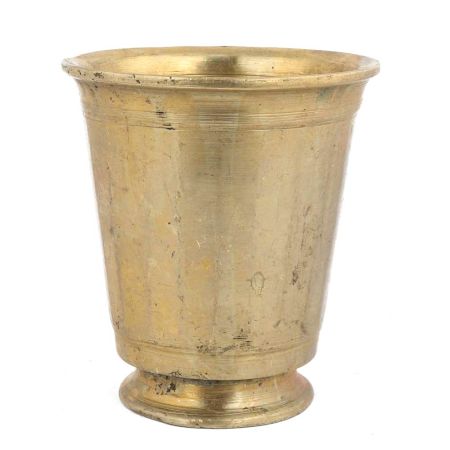 Handmade Golden Brass Beaker Glass With A Round Base