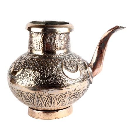 Floral Design Copper Water Pot With Stout