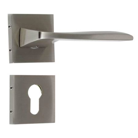 Handmade Silver Matt Finish Brass Mortise Door Lock Handle Set